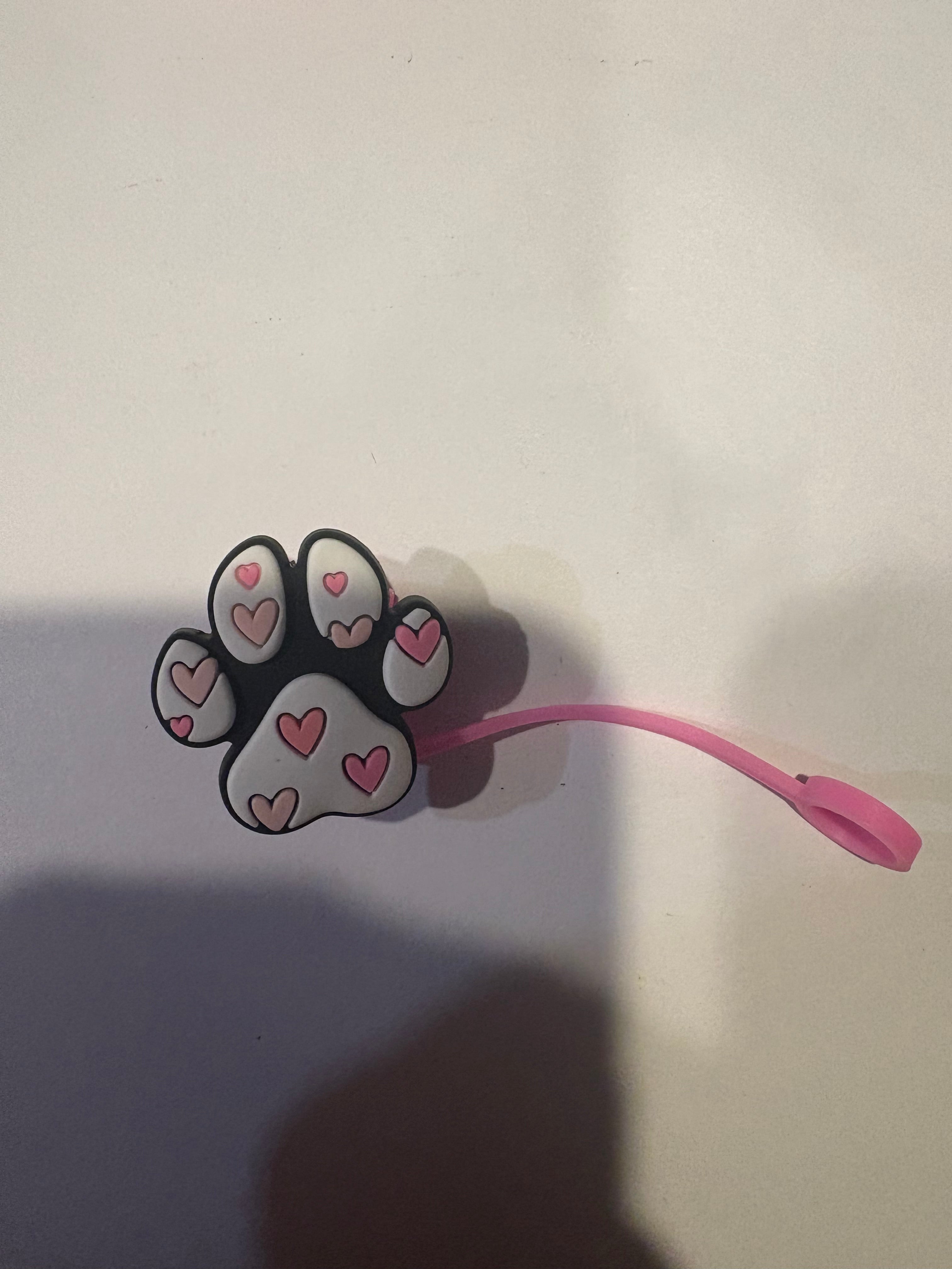 Heart Paw Print Straw Topper